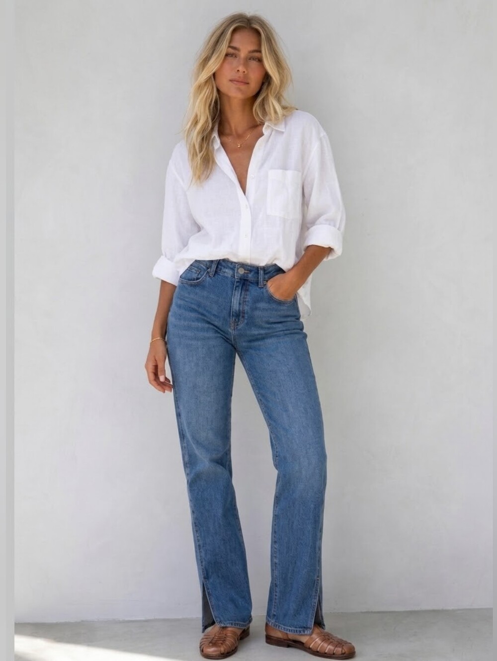 HABITUAL High Rise Split Hem Ankle Jeans Size 4 27 Medium Wash Stretch Denim